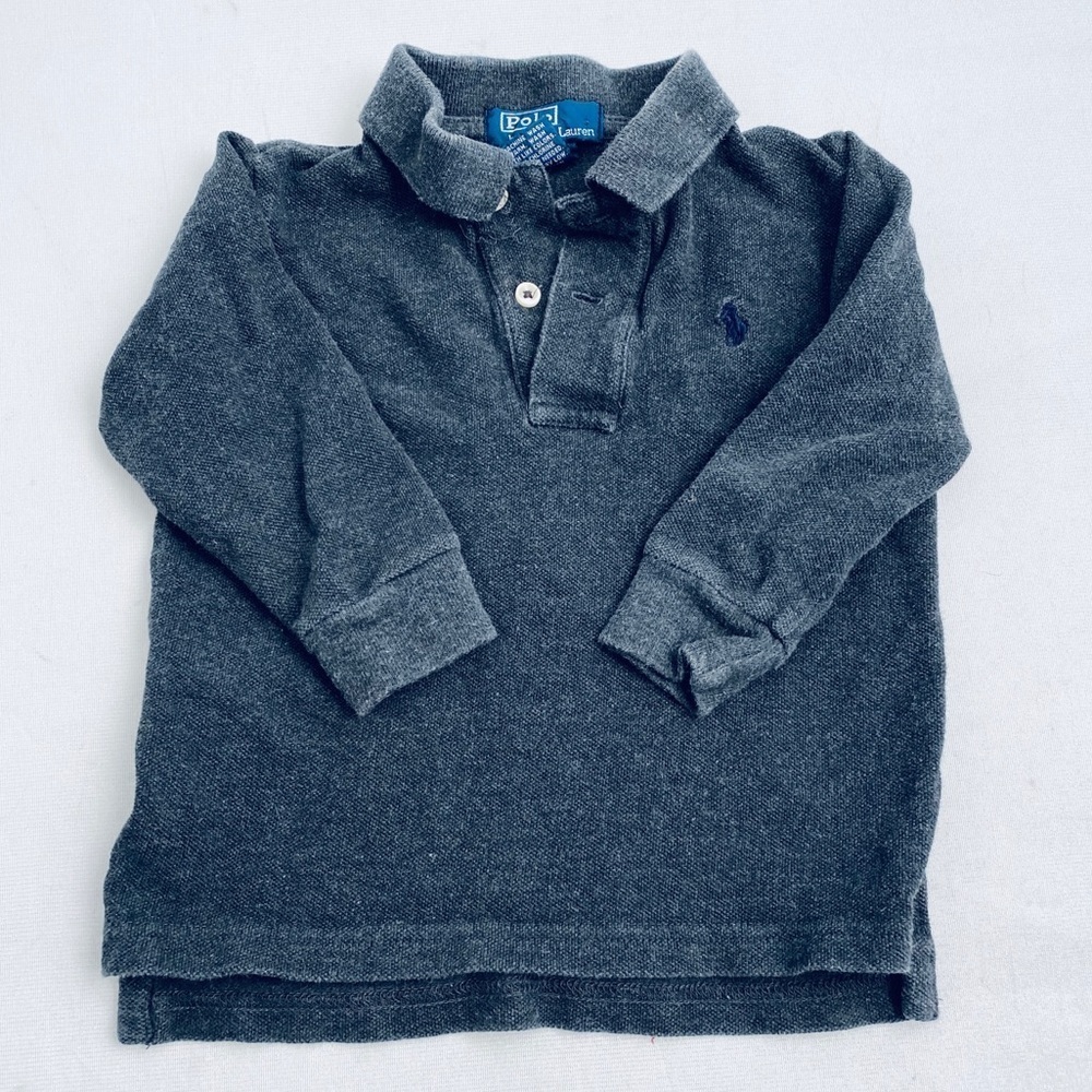 Ralph Lauren Polo dark gray long sleeve polo shirt 18 mo